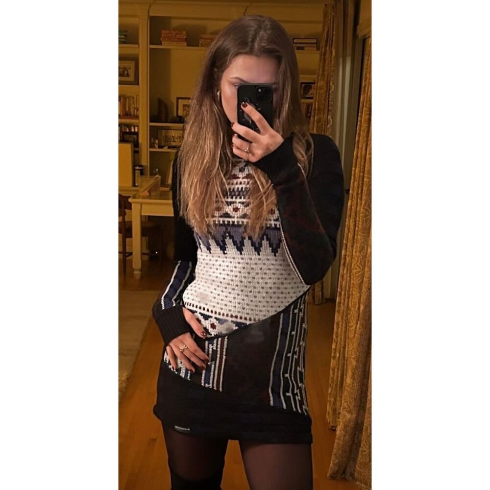 Upcycled Patchwork Sweater Dress - image 3